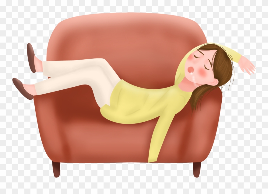 Hand Painted Illustration Couch Girl Png And Psd Clipart