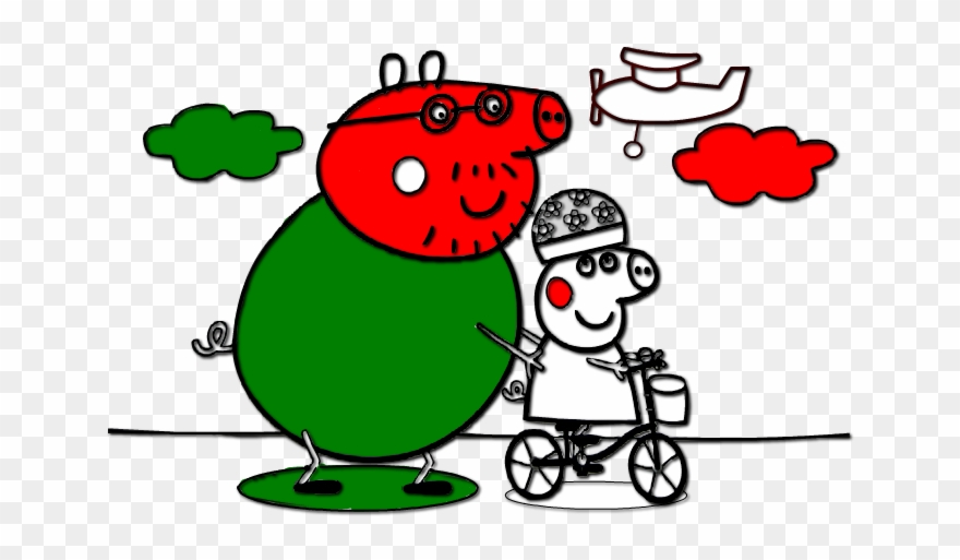Coloring Peppa Pig Bike Ride - Krank Gif Clipart