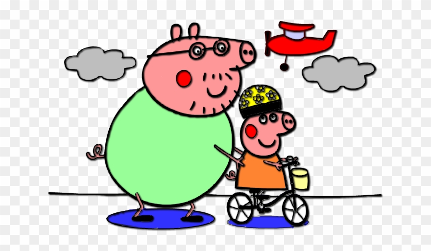 Coloring Peppa Pig Bike Ride Clipart