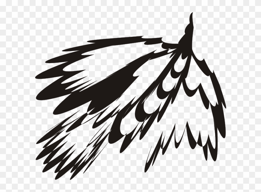 Flying Bird Black Up Right - Illustration Clipart