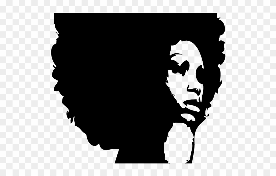 Braid Clipart Curly Afro - Black Woman Face Silhouette - Png Download