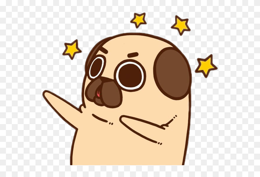 Emoji Listening To Music - Cartoon Puglie Pug Clipart
