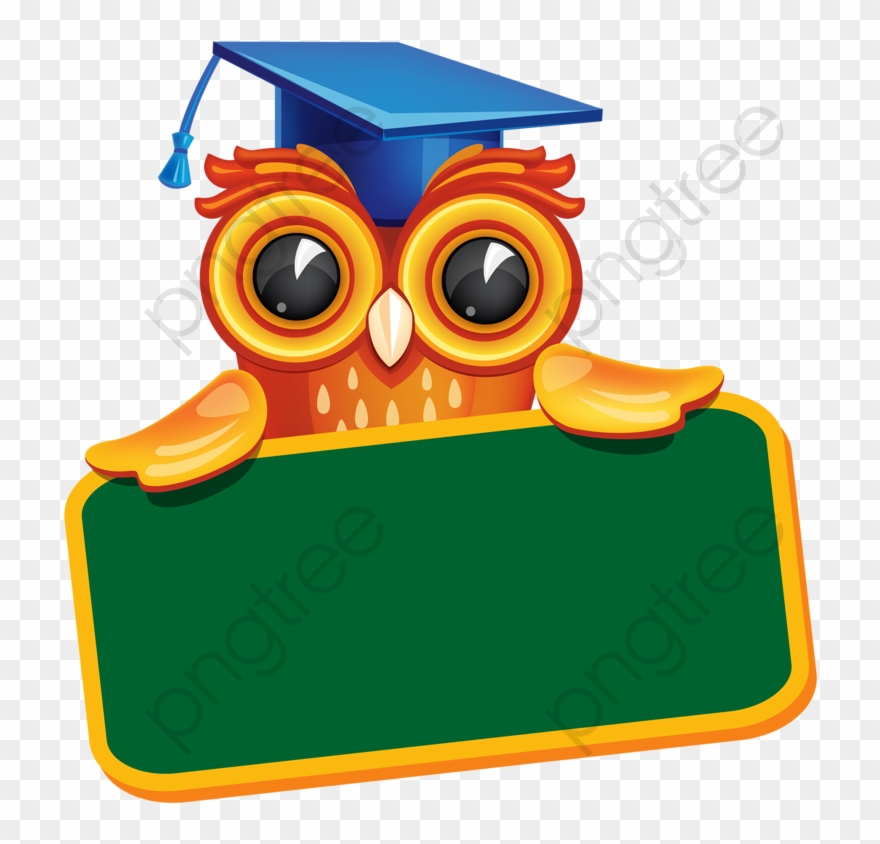 Owl And Chalkboard - Graduation Owl Png Clipart