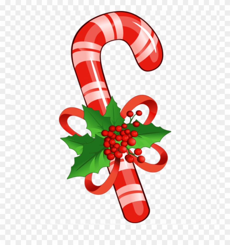 Free Png Candy Cane With Mistletoe Png Images Transparent - Candy Cane Christmas Decorations Clipart