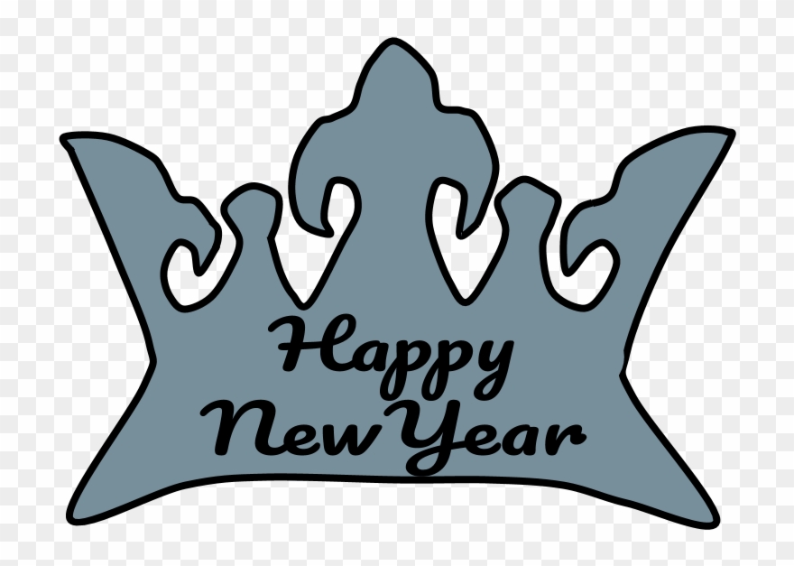 Crown, Silver, Happy New Year Lettering, Png - New Year Clipart