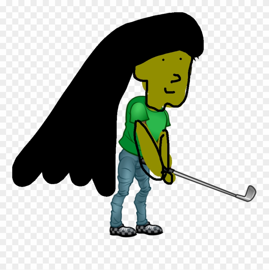 Male-golf Swing - Cartoon Clipart