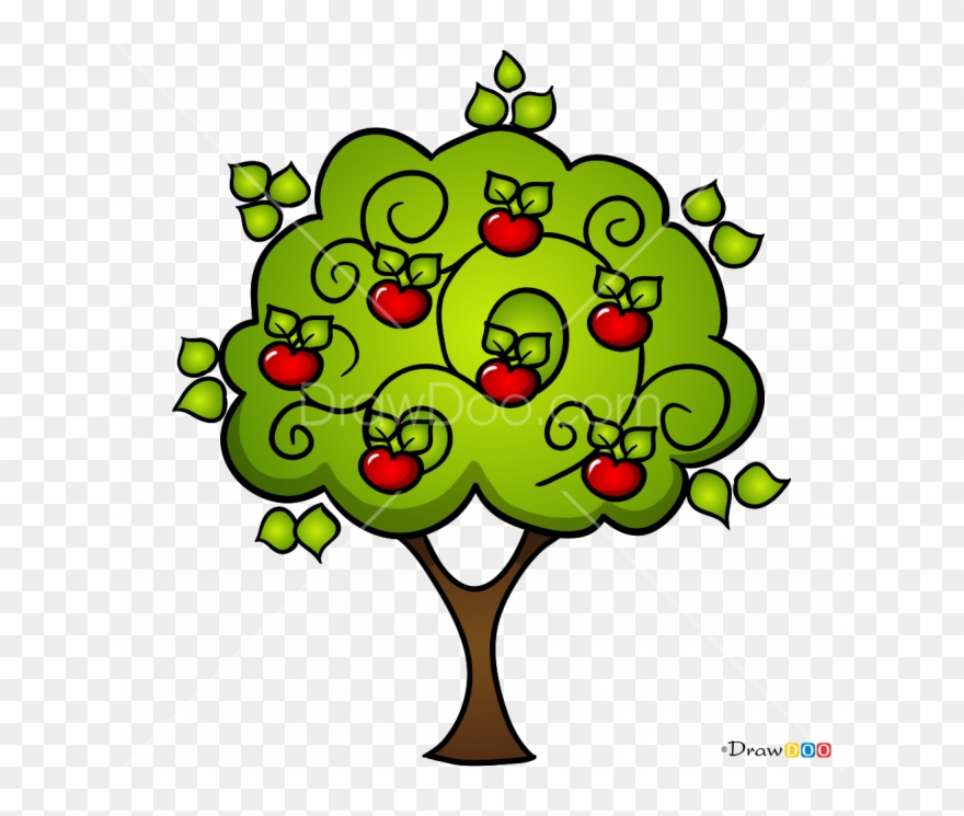 How To Draw Apple Tree, Trees - Apple Tree Draw Clipart