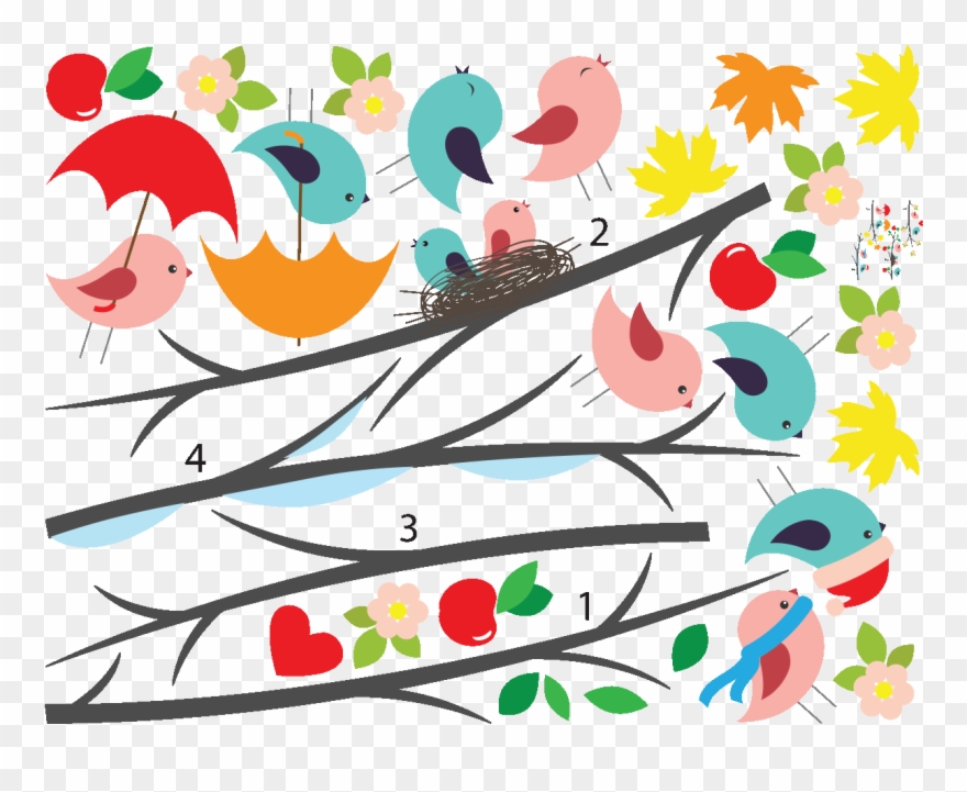 Sticker Enfant Branches D Arbre Au 4 Saisons Ambiance Clipart