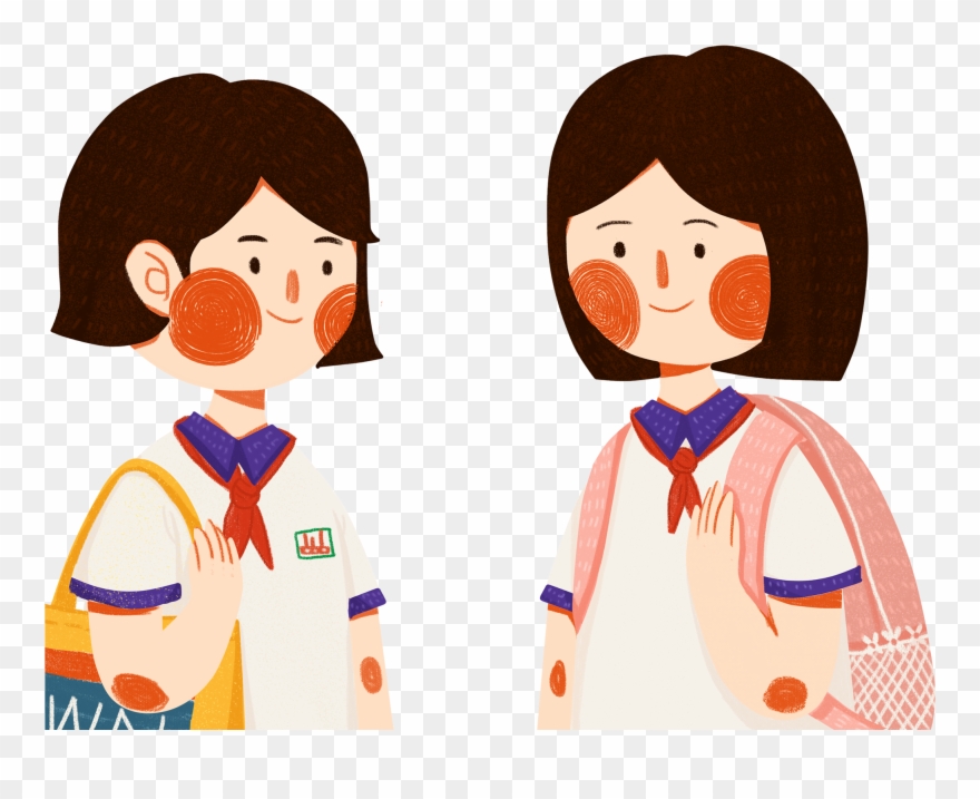 شعر قصير أحمر الخدود جميل الزي المدرسي صورة ملف Psd - Student Clipart