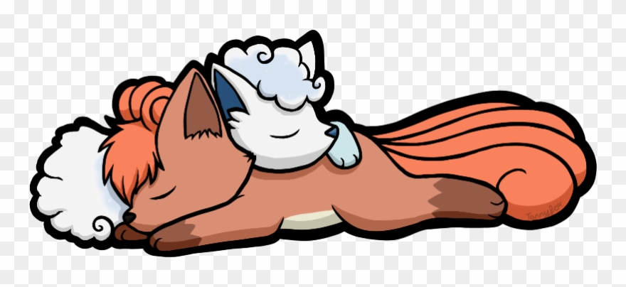 Vulpix Cuddles - Cartoon Clipart