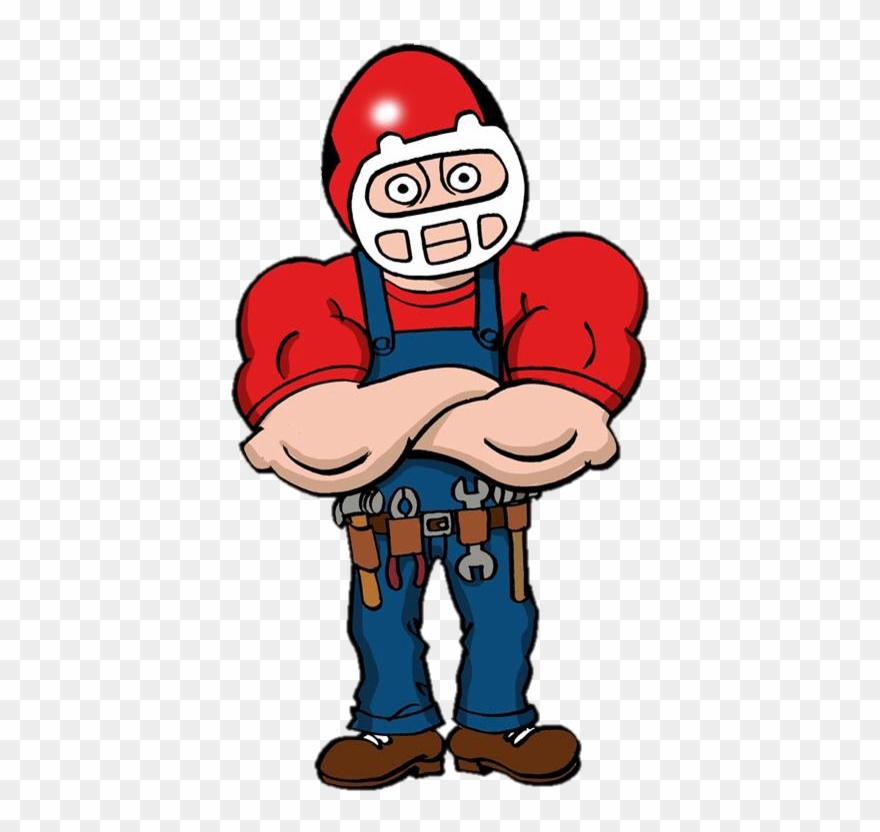Plumbing Pro In Overalls - Cartoon Clipart