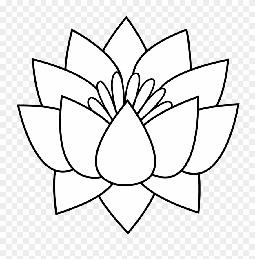 Large Size Of Girl Drawing Clipart Black And White - Cartoon Pics Of Lotus Flower - Png Download