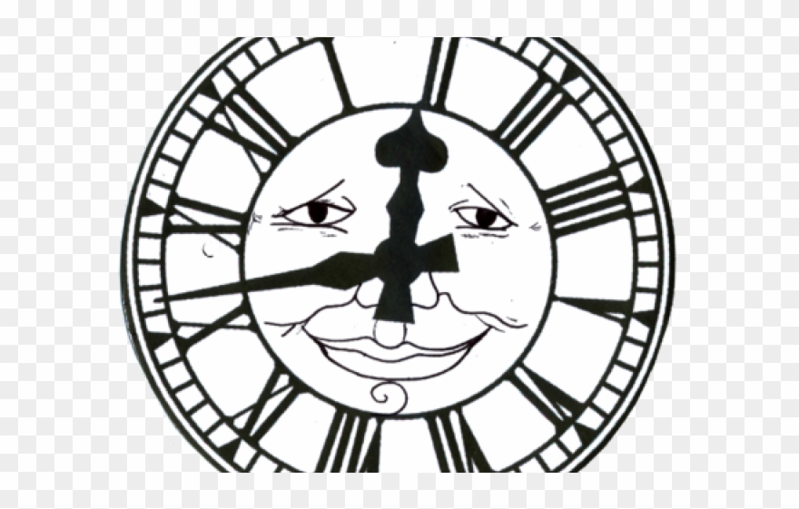 Drawn Clock Alice In Wonderland - Round Seating Wedding Ceremony Clipart