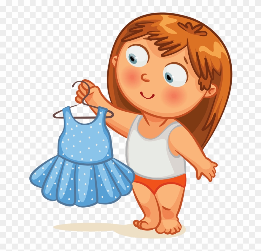 Girl Getting Dressed Clipart - Png Download