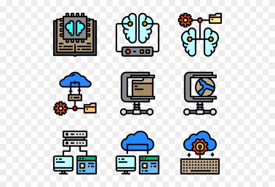 Big Data - Cyber Security Icon Set Clipart