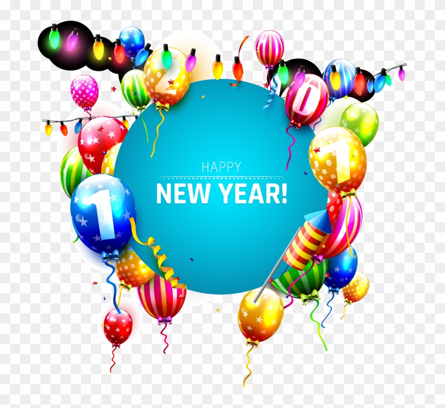 Balloon Christmas Greeting Card New Year - New Year Vector Png Clipart