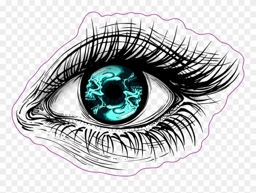 Human Eye With Blue Skull Iris Sticker - Eye Hypnosis Drawing Clipart