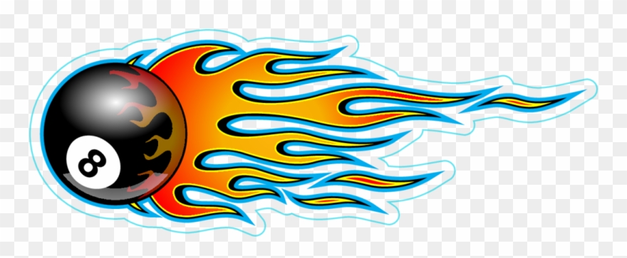 Flaming 8 Ball Sticker - Basketball Logo With Fire Clipart