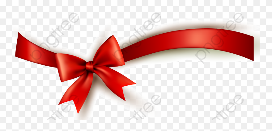 Red Ribbon With Gift Transparent Background - Ribbon Png Clipart