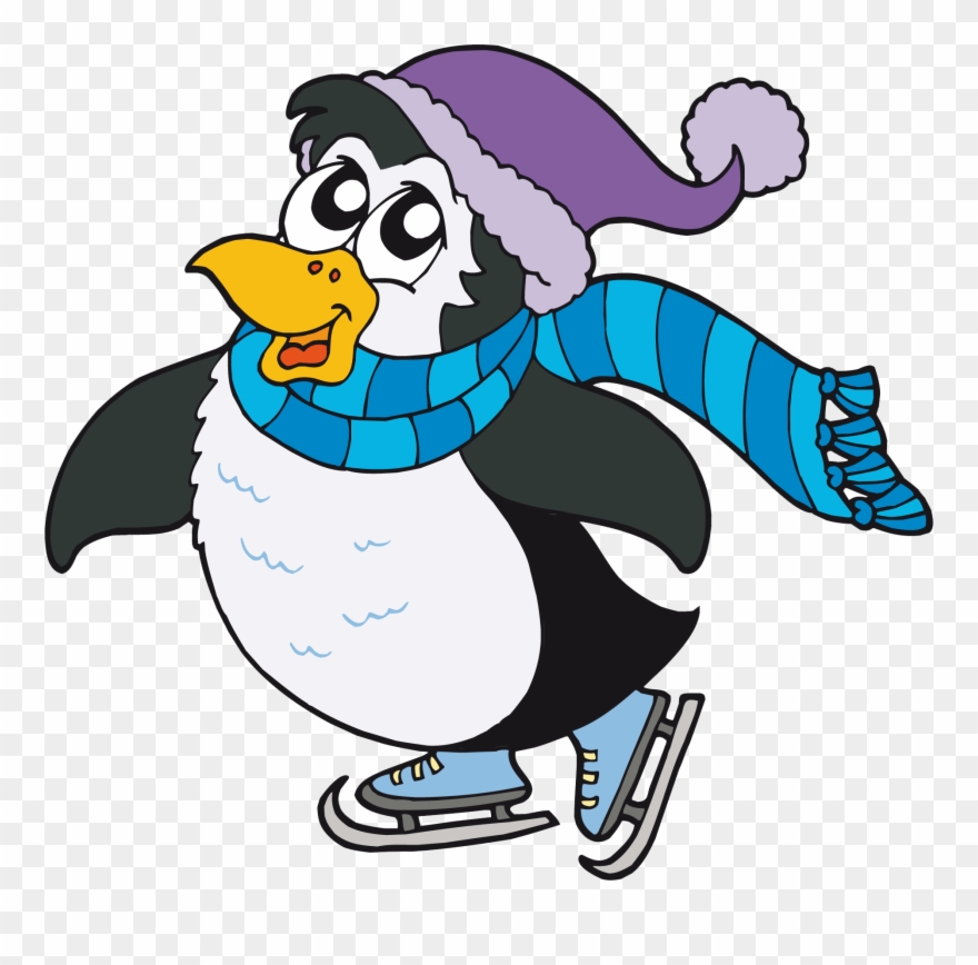 Ice Skating, Penguins, Applique, Group, Pin Pin, Christmas, - Penguin Skating Cartoon Png Clipart