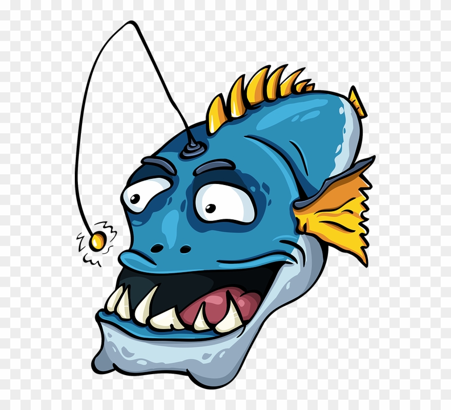 Fish An Angler Jaw Toothy Fun Character Sea - Fish Clipart