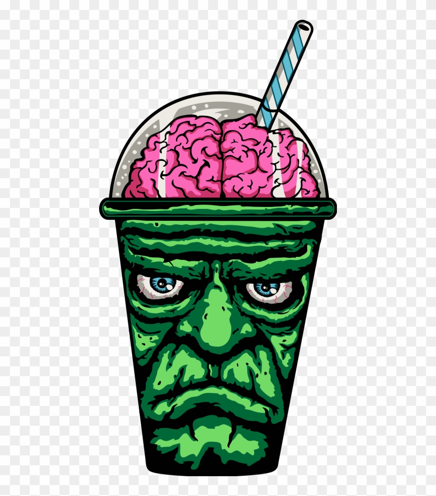 #monster #frankenstein #brains #soda - Brain In A Cup Clipart