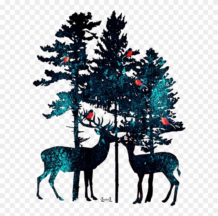 #deer #winter #pines - Jack Pine Tree Silhouette Clipart