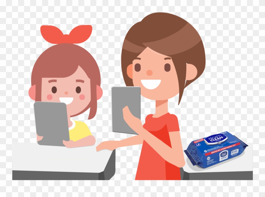 Teachers Using Nice 'n Clean Wipes - Cartoon Clipart