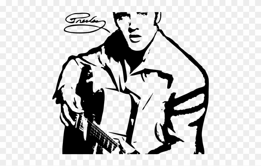 Elvis Presley In Black And White Clipart
