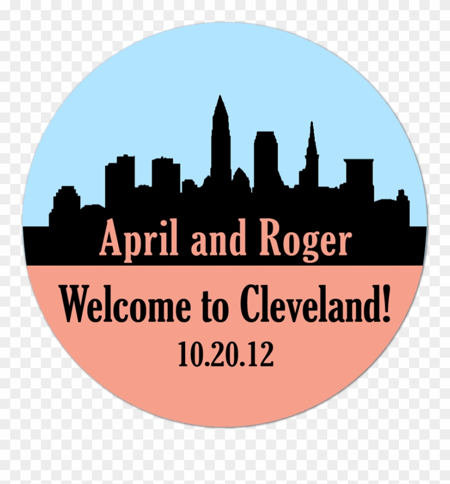 Cleveland Skyline Personalized Sticker - Circle Clipart