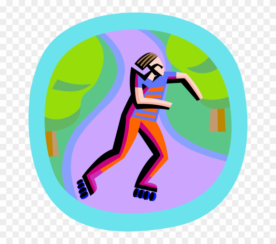Vector Illustration Of Rollerblader Rollerblading On - Graphic Design Clipart