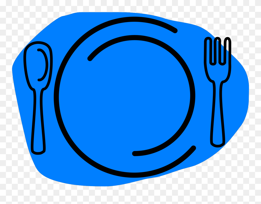 Plate Clipart Blue Plate - Plate With Fork And Knife Clipart - Png Download