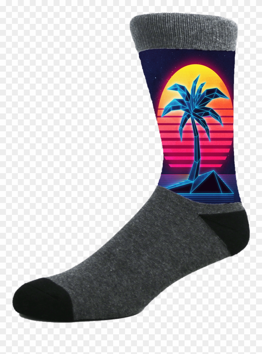 80's Neon Palmtrees - Sock Clipart