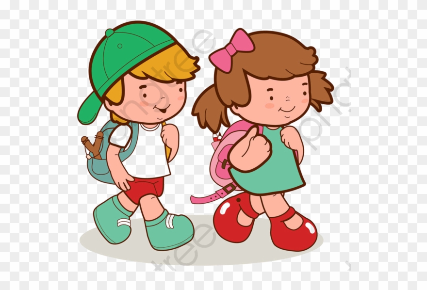 Children Painting Clipart - Student With School Bag Cartoon - Png Download