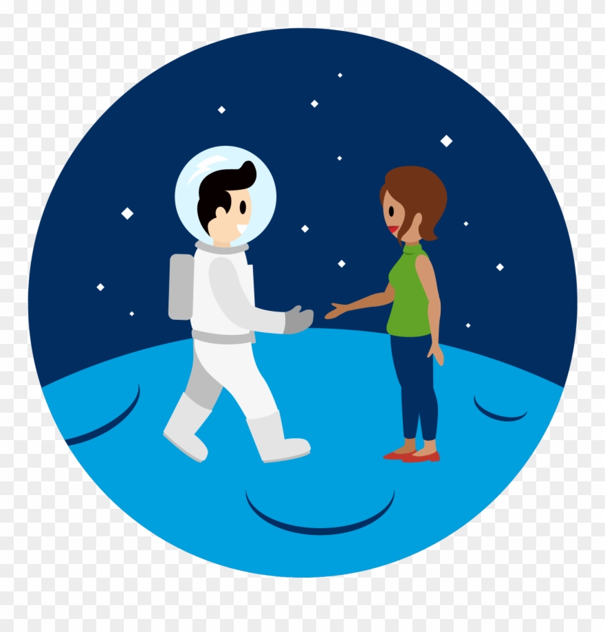 An Astronaut In Space Shakes Hands With A Person On - Illustration Clipart
