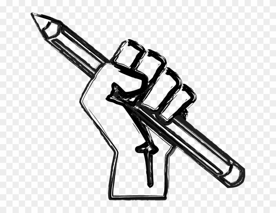 Raised Fist With Pencil Clipart