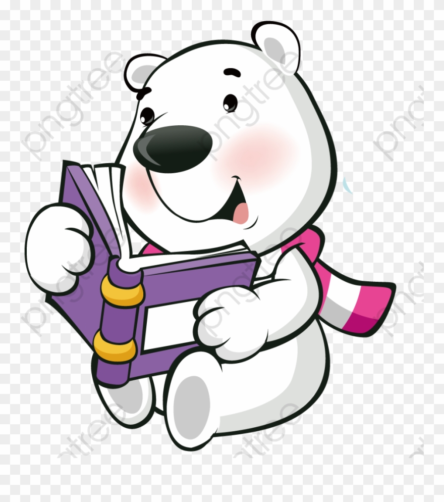 Polar Bear Reading A Book Clipart