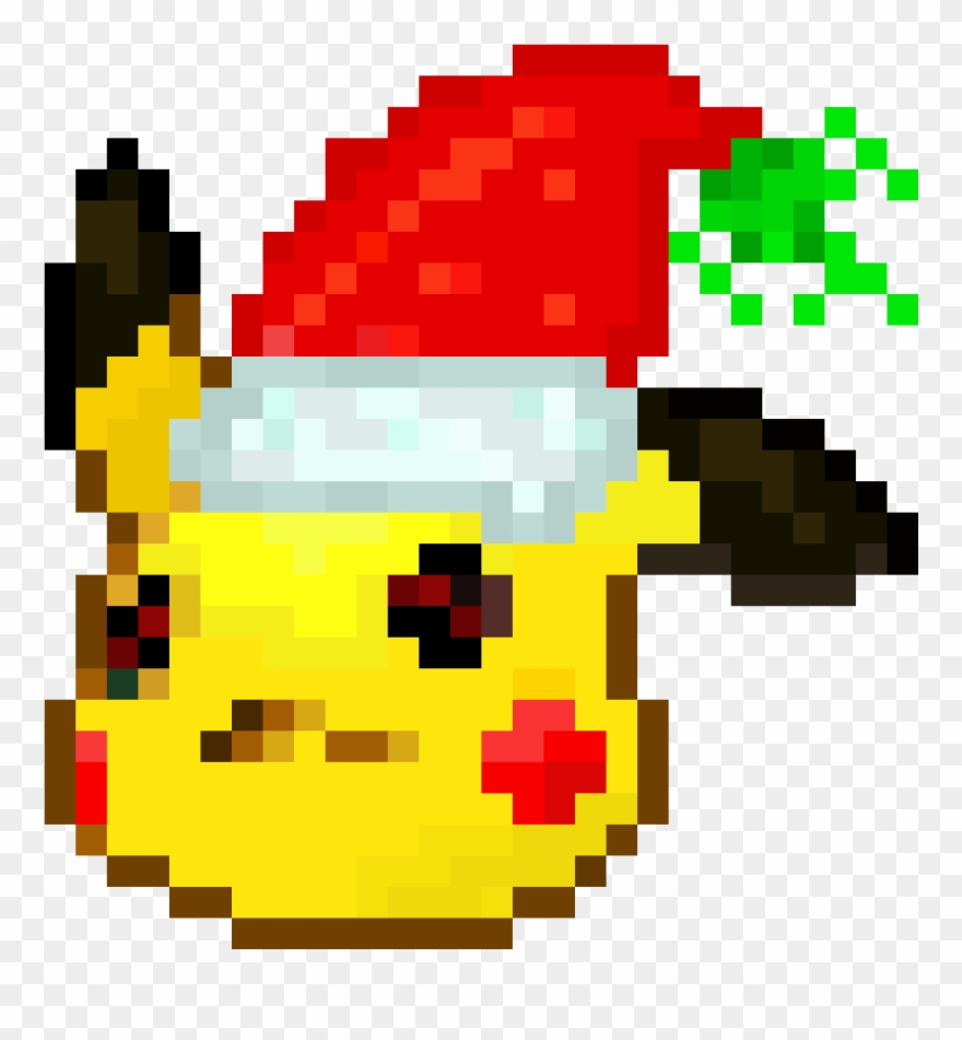 Great Christmas Pikachu - Pikachu Christmas Pixel Art Clipart