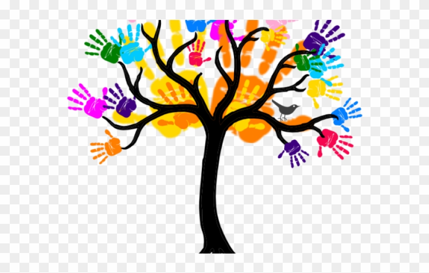 Handprint Clipart Friendship Tree - Bare Tree With Roots Clipart - Png Download