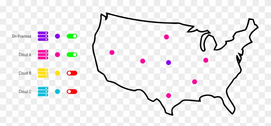 On-premise And Cloud A Data Storage - United States Silhouette Clipart