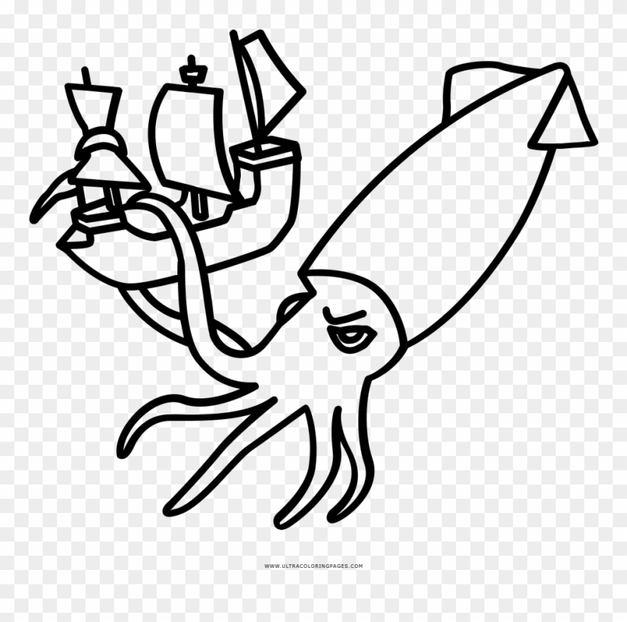Coloring Page Ultra Pages - Simple Squid Drawing Clipart