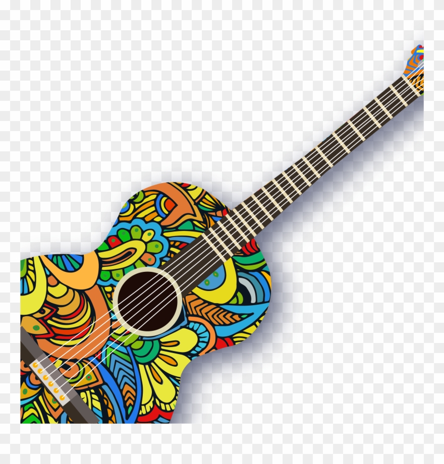 Ukulele Pattern Creative Guitar Vector Acoustic - Guitar Abstract Background Clipart