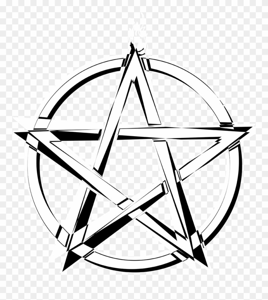 Pentagram Sticker - Line Art Clipart