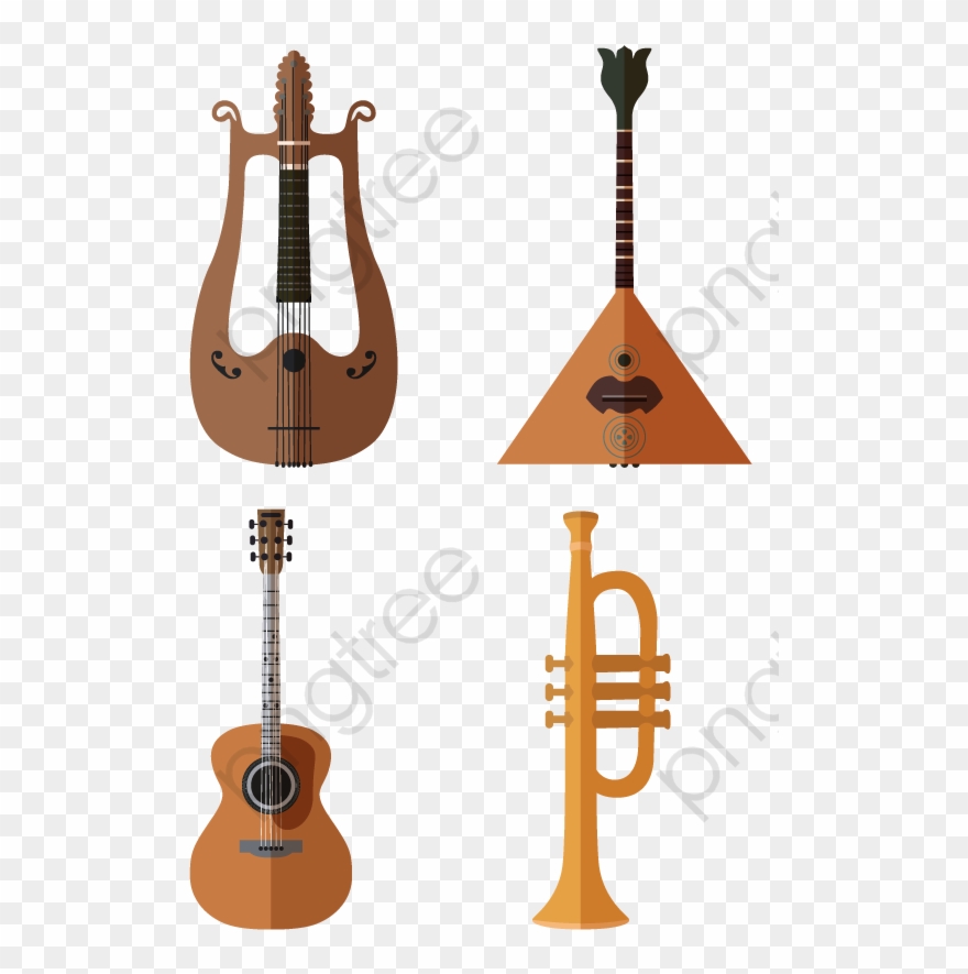 Trumpet Guitar Cello Instrument, Guitar Vector, Small, Clipart