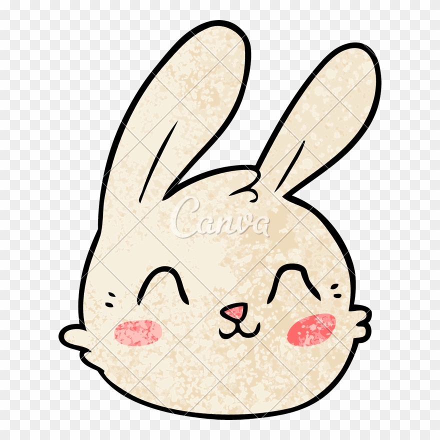 Icons By Canva - Cartoon Rabbit Face Drawing Clipart