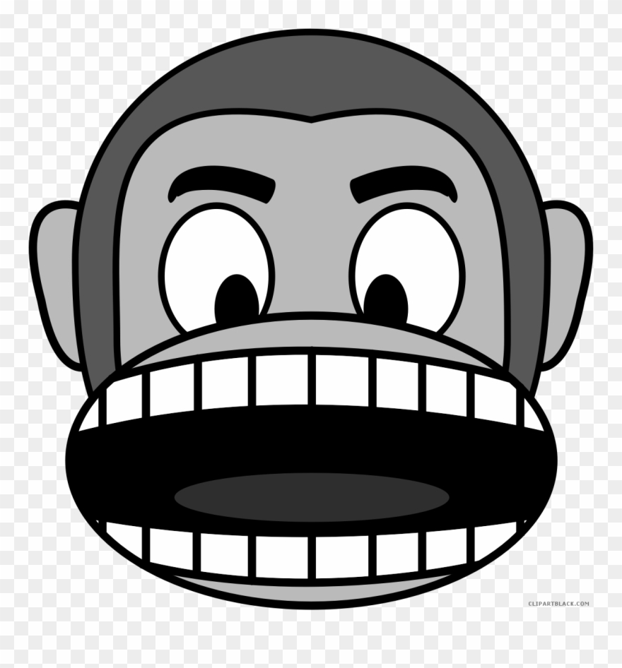 Monkey Emojis Animal Free Black White Clipart Images - Monkey Open Mouth Clipart - Png Download