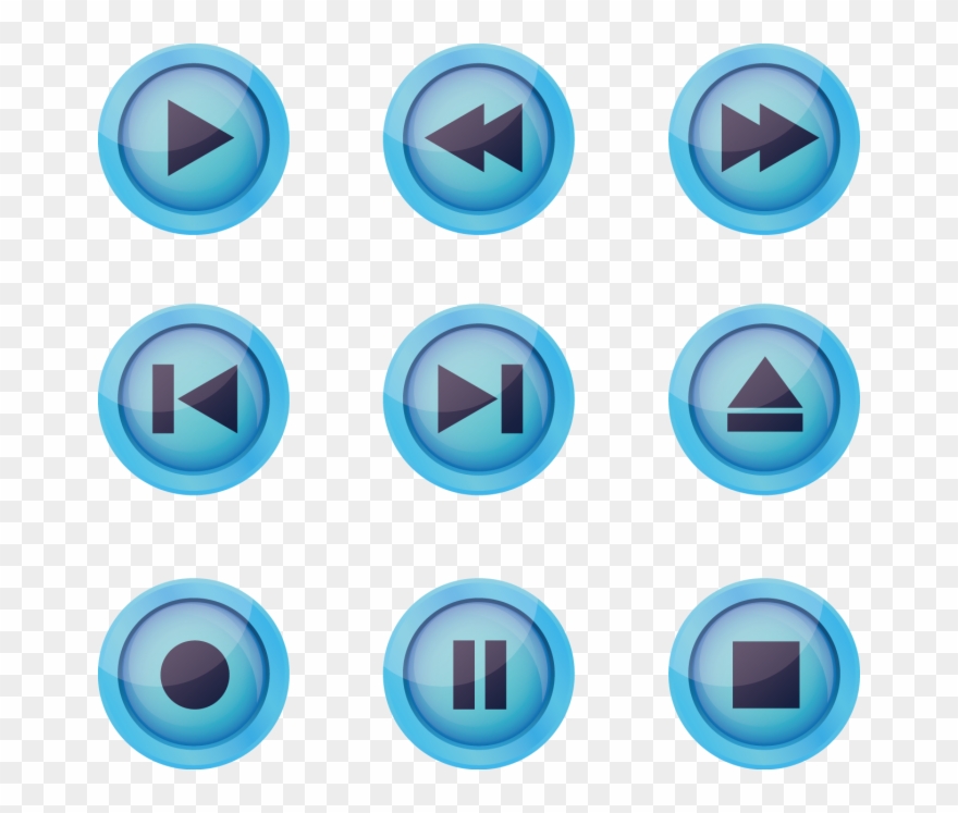 Blue Play Associated Button Euclidean Vector Icon - Iconos De Reproductor De Musica Clipart