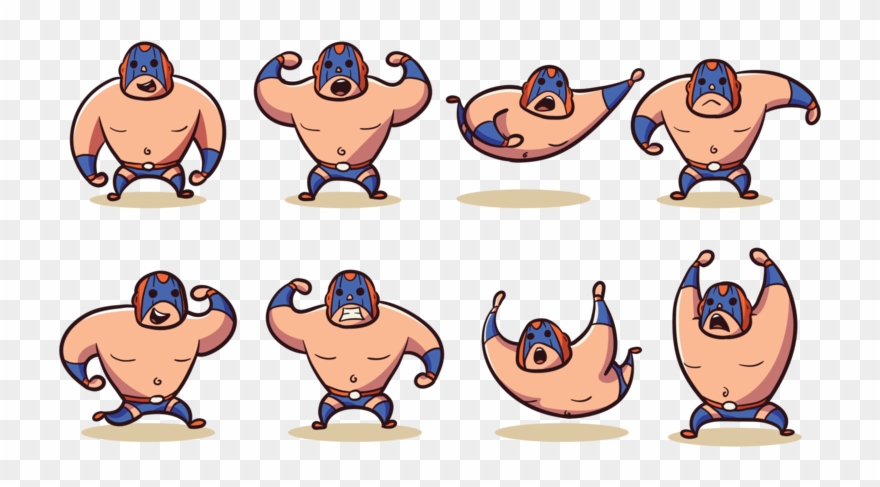 Mexican Wrestler Cartoon Vector Download Free Art - Wrestler Cartoon Clipart