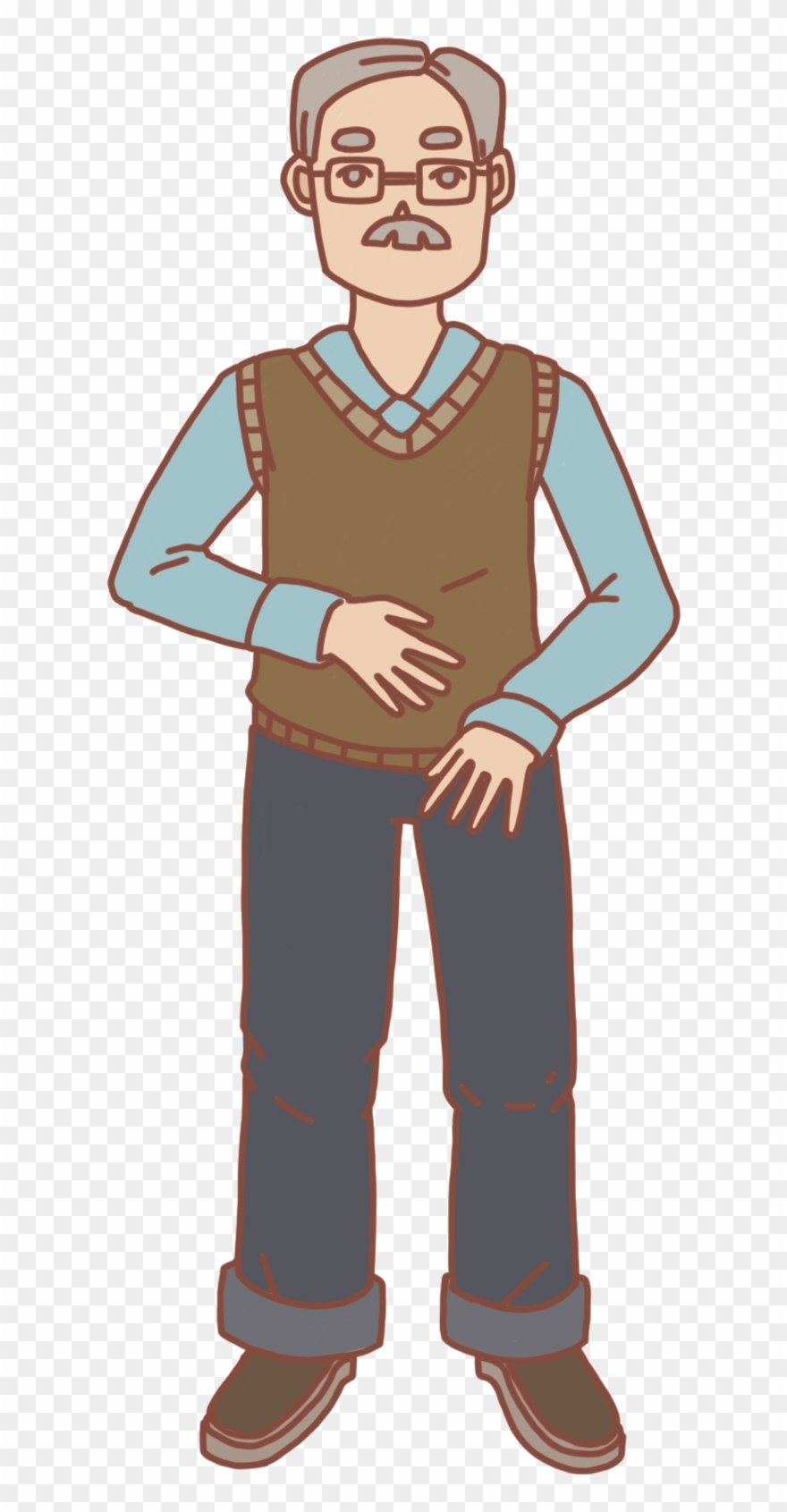 Hand Drawn Cartoon Old Man Grandfather Png And Psd - Old Man Cartoon Png Clipart