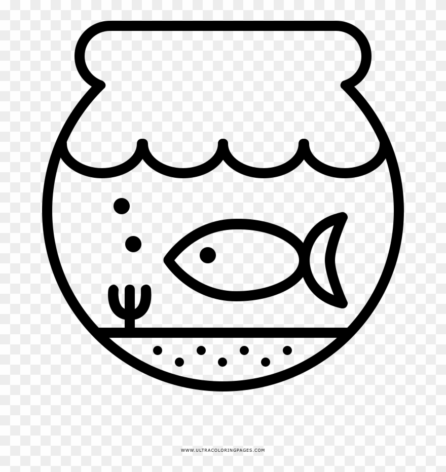 Fish Bowl Coloring Page - Coloring Book Clipart